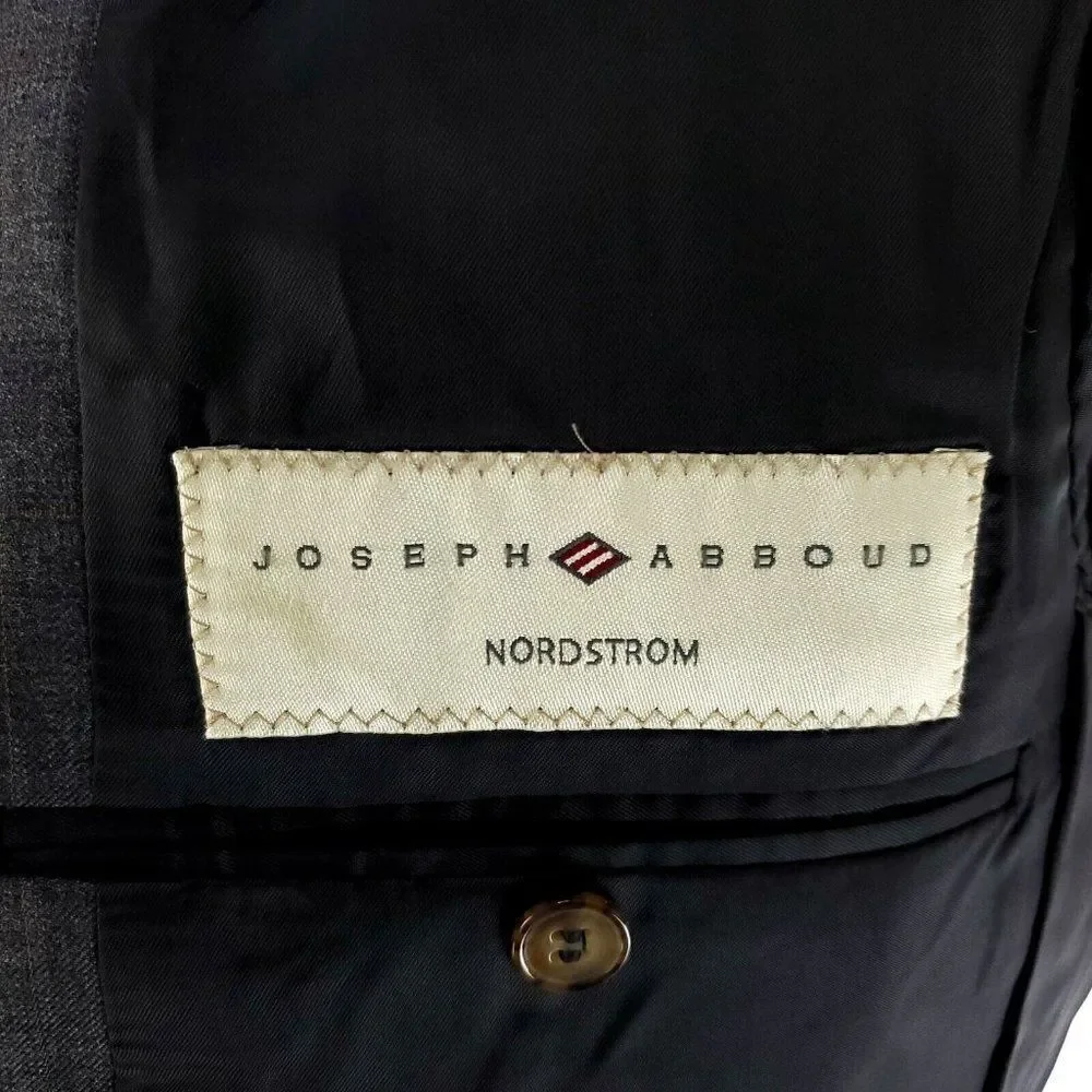 Joseph Abboud Super 110s Wool Silk 2‎ Button Suit Jacket 38R Gray Windowpane
